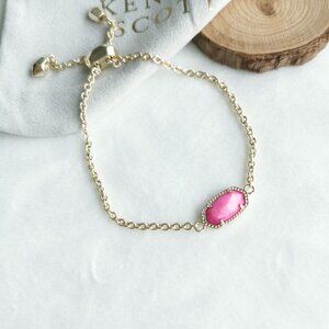 Kendra Scott Elaina Purple Pearl Gold Adjustable Chain Bracelet NEW